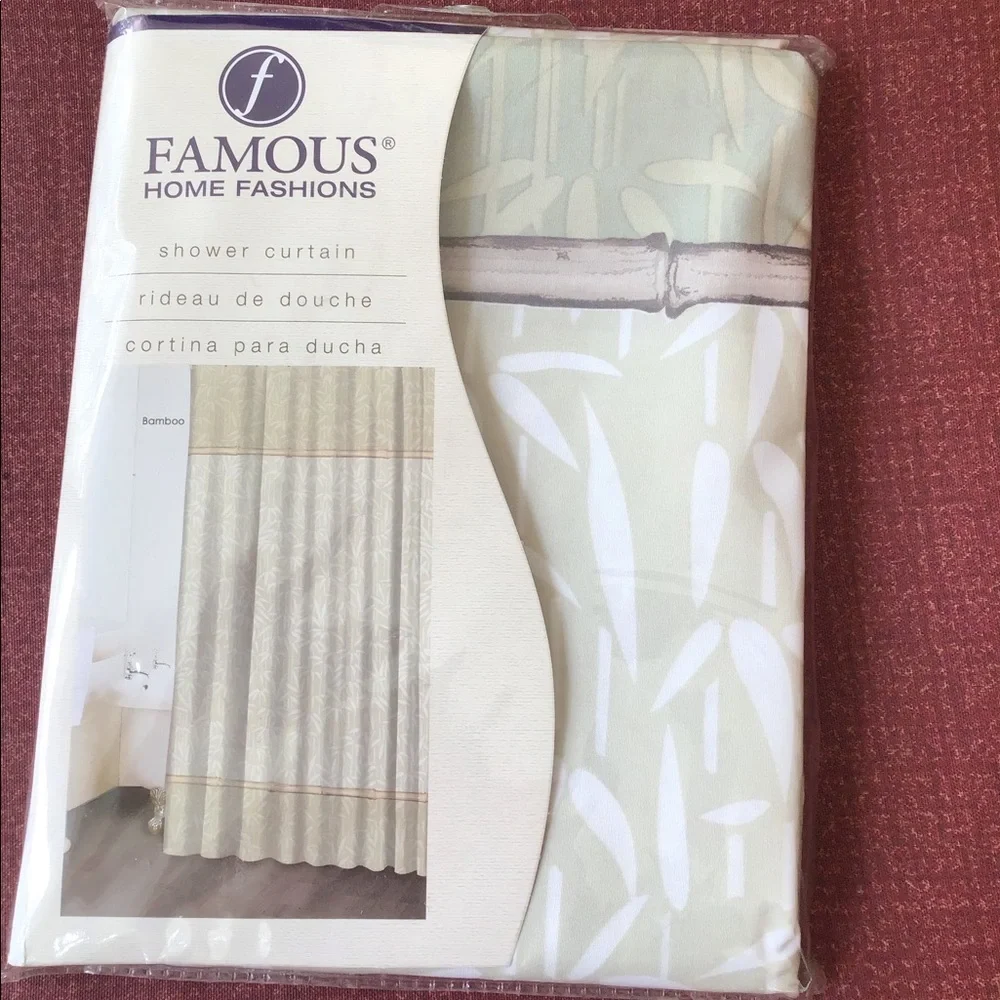 New Famous Home decor bathroom Fashions shower curtain sage green 70” x72” beige